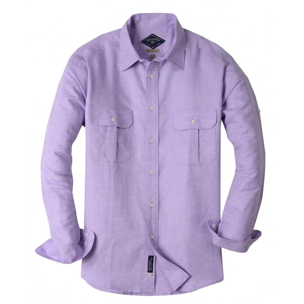 NEW BILLS KHAKIS men's arcadia solid dress shirt in lavender